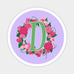 Monogram D, Personalized Floral Initial Magnet